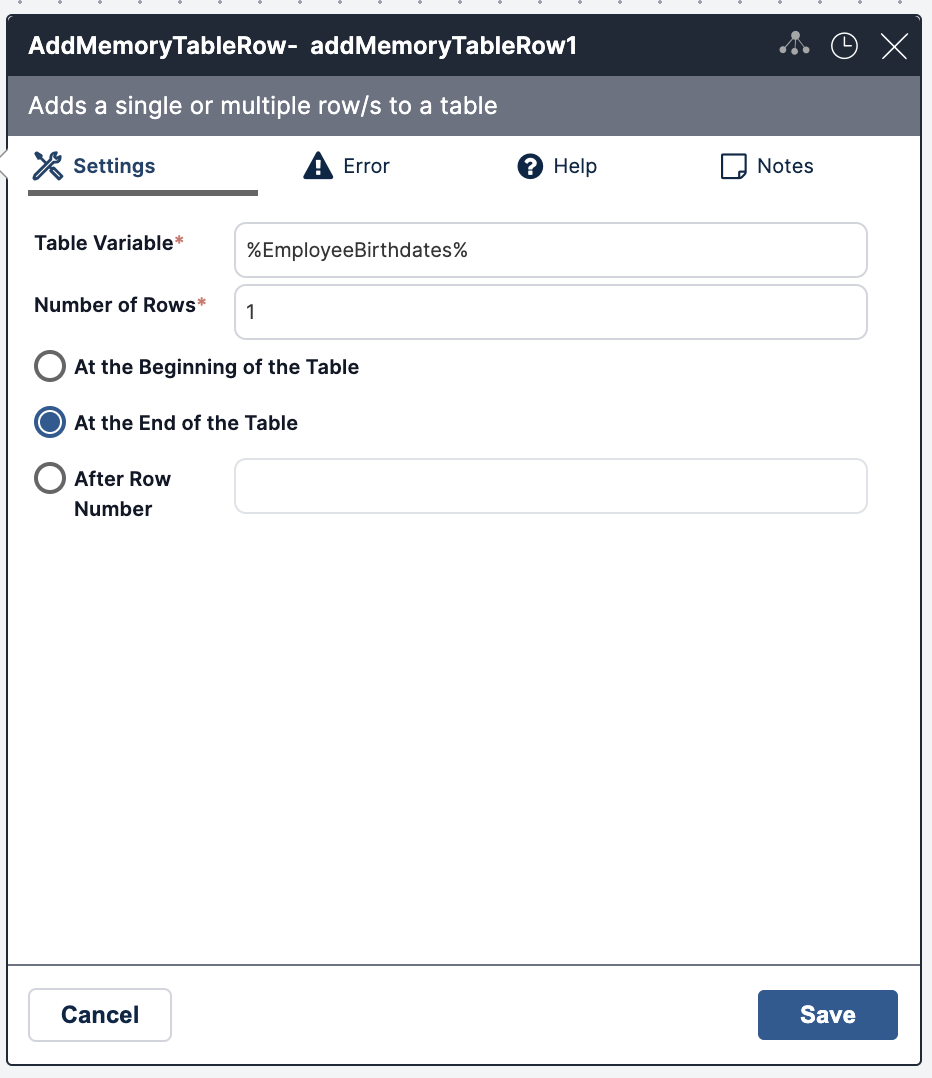 add row