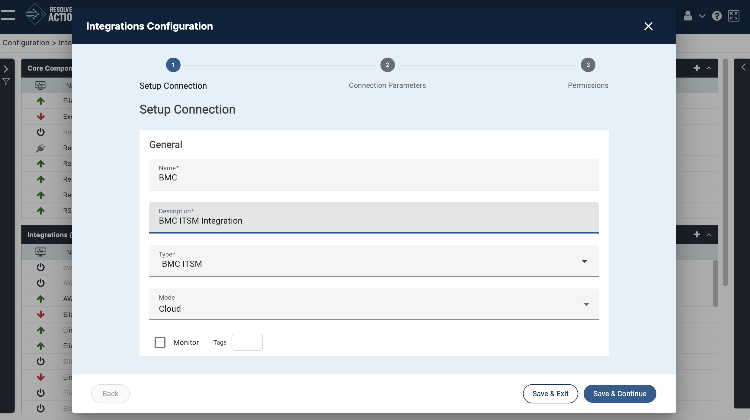 BMC ITSM module setup connection