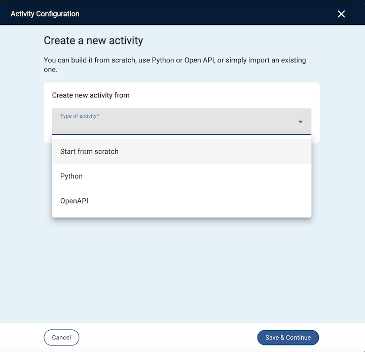 Create new activity