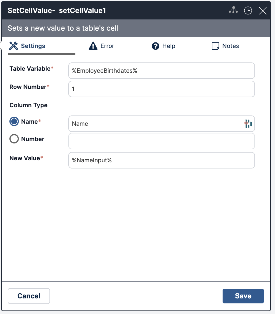 set cell value