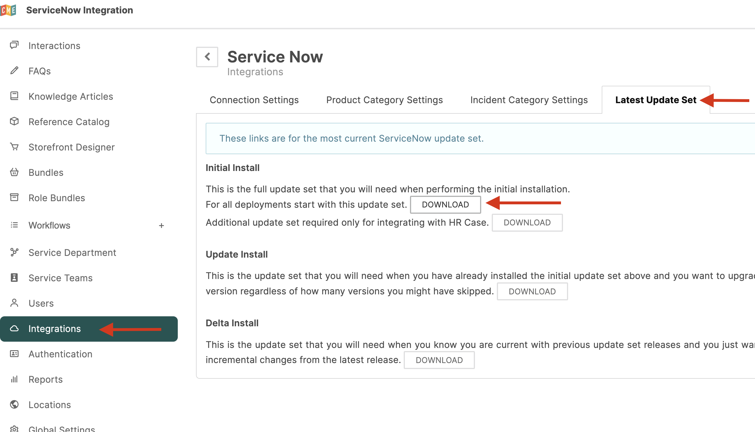 Download ServiceNow Update Set